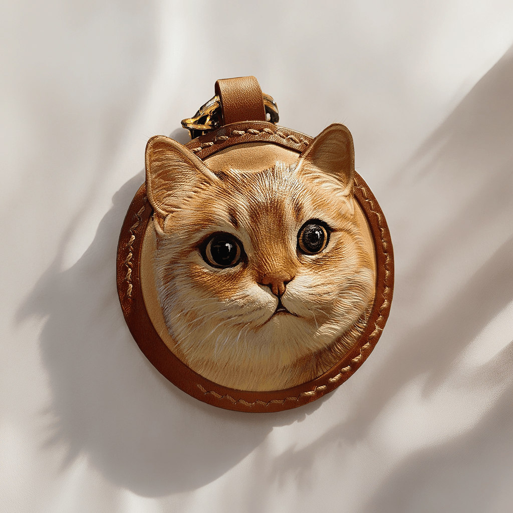 Carved Leather Tag - Personalized 3D Pet Art - PetLouvre