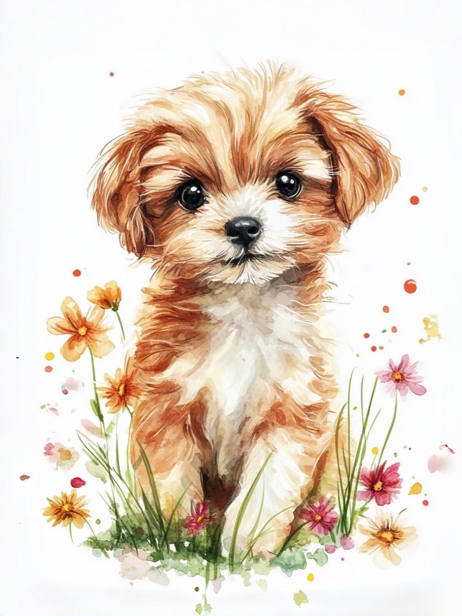 watercolor style dog portrait