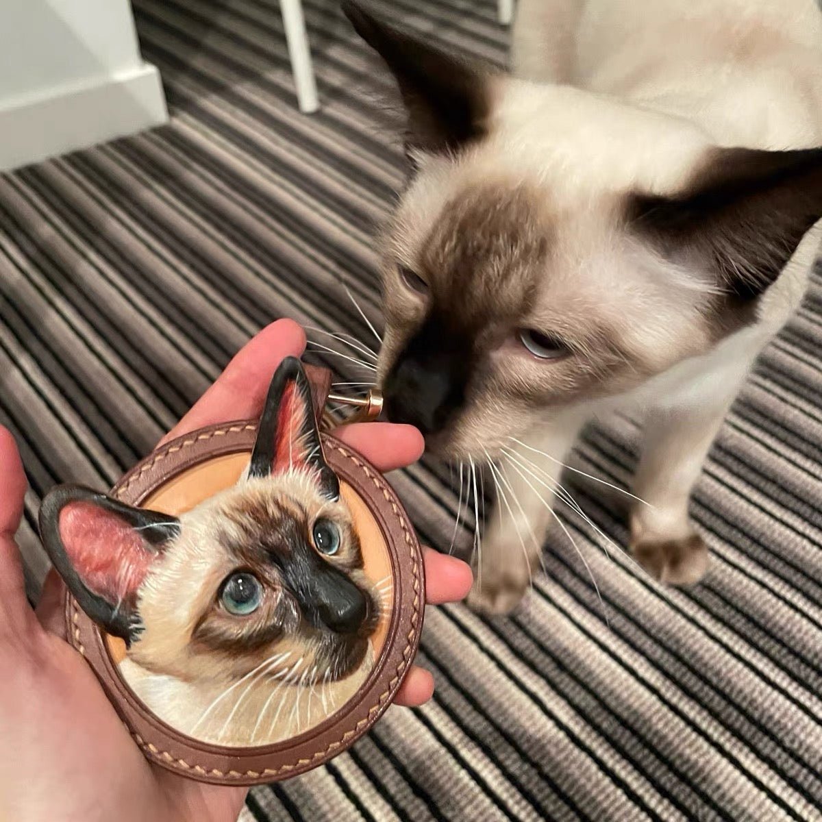 Carved Leather Tag for cat