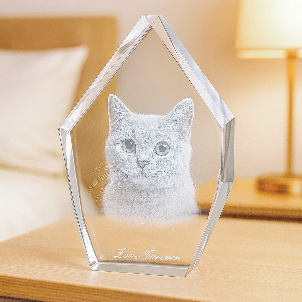 custom engraved cat crystal block
