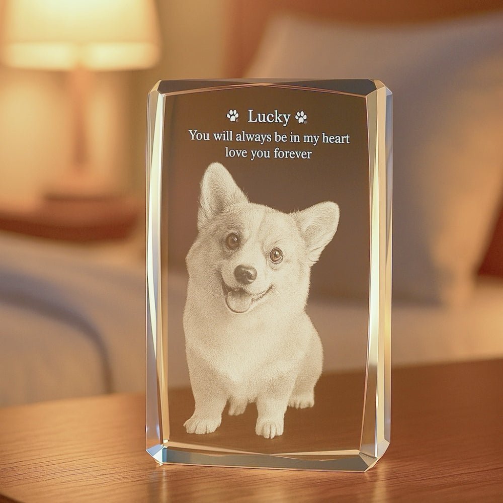 custom 3d engraved pet crystal photo
