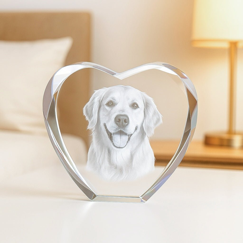 3d crystal dog photo laser engraving