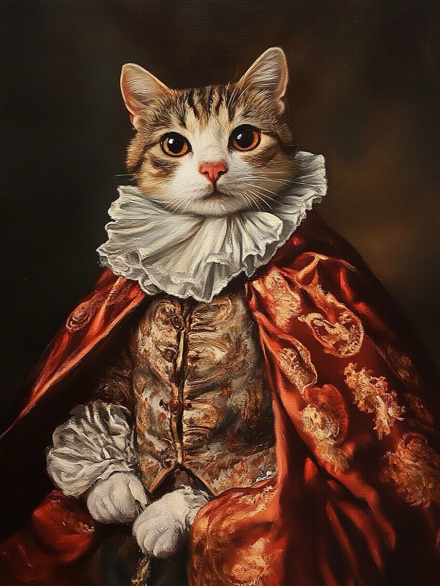 custom cat portrait with elegant noble background