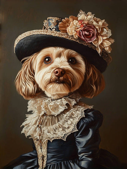elegant pet portrait in aristocratic style