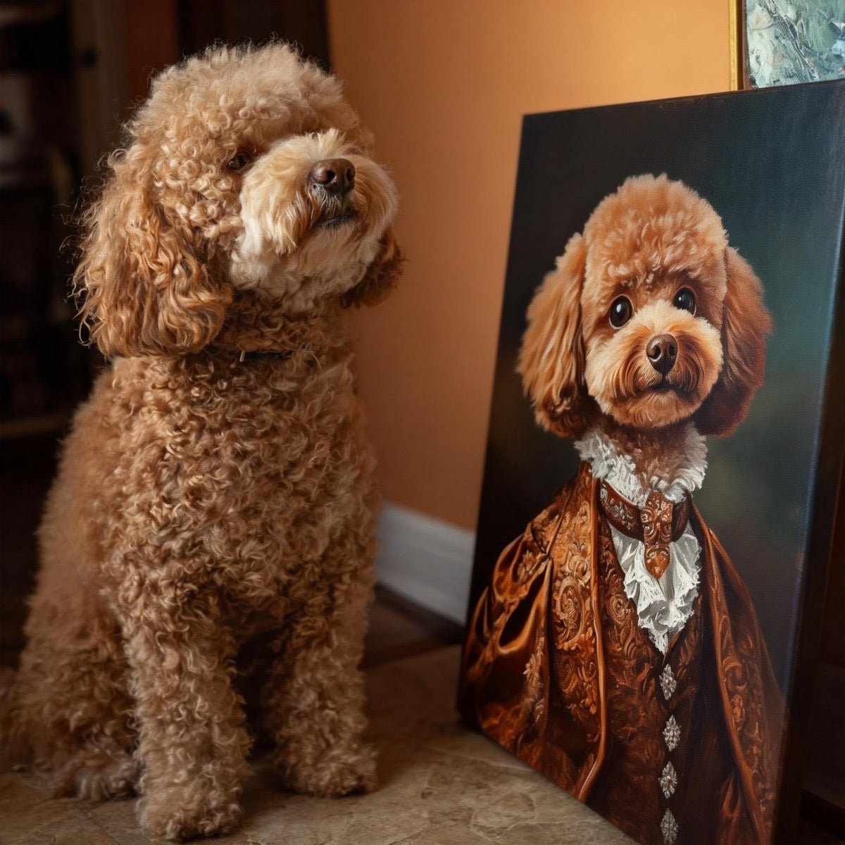 custom dog portrait with royal aristocratic costume