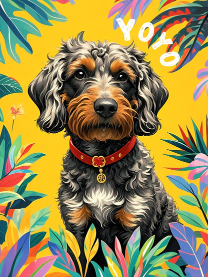 playful cartoon custom dog portrait