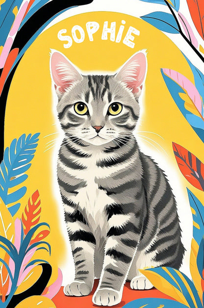 custom pet portrait bright cartoon style