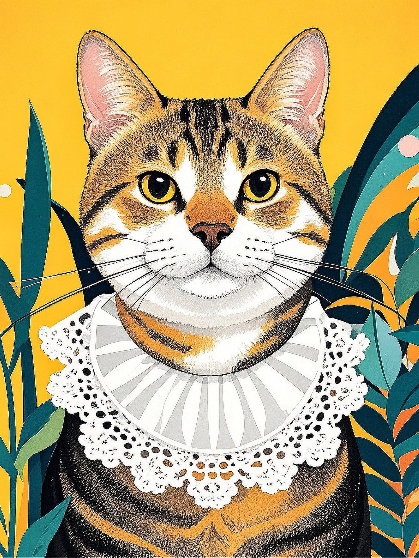 cartoon style custom cat portrait artwork