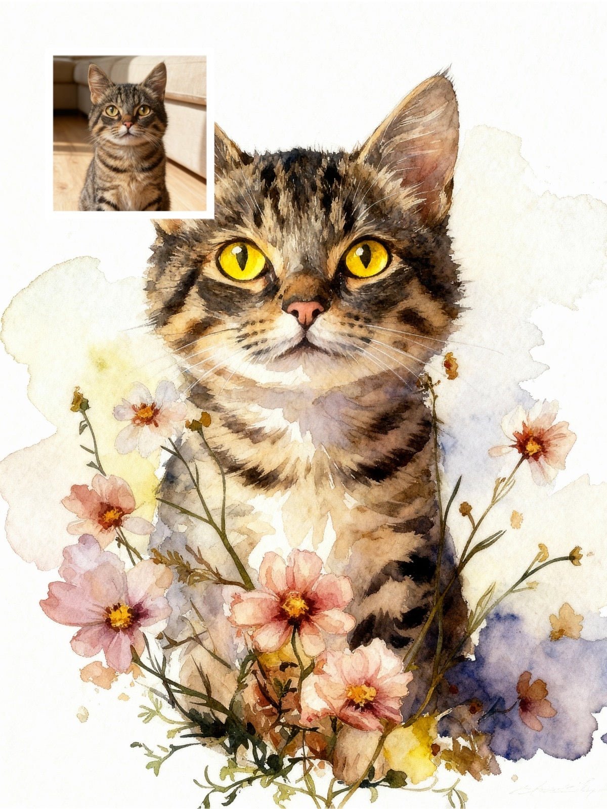 Classic Watercolor - Custom Pet Portrait - PetLouvre