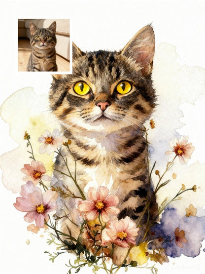 Classic Watercolor - Custom Pet Portrait - PetLouvre
