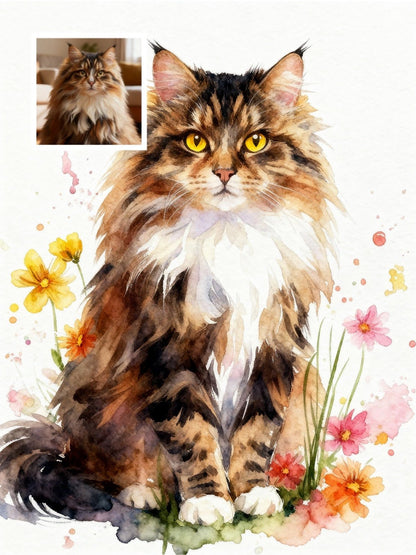 Classic Watercolor - Custom Pet Portrait - PetLouvre
