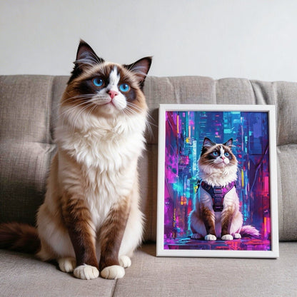custom cyberpunk pet portrait neon style