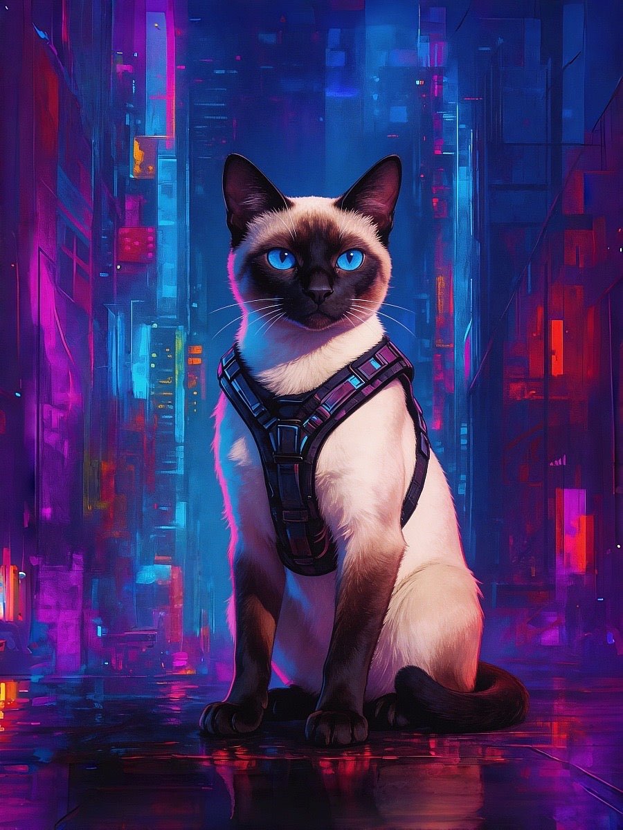 cyberpunk custom cat portrait artwork