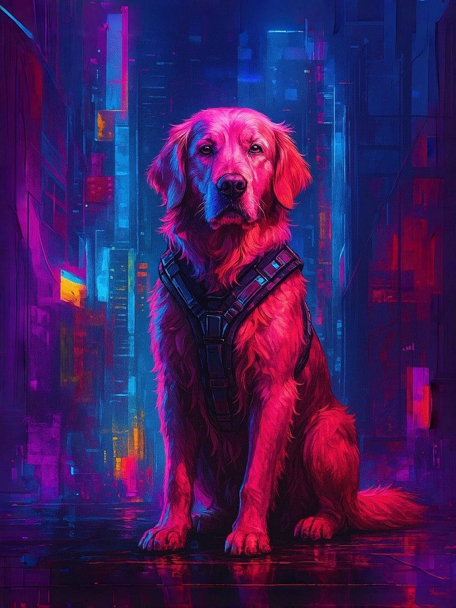 custom pet portrait digital cyberpunk style