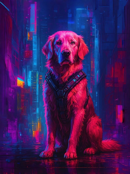 custom pet portrait digital cyberpunk style