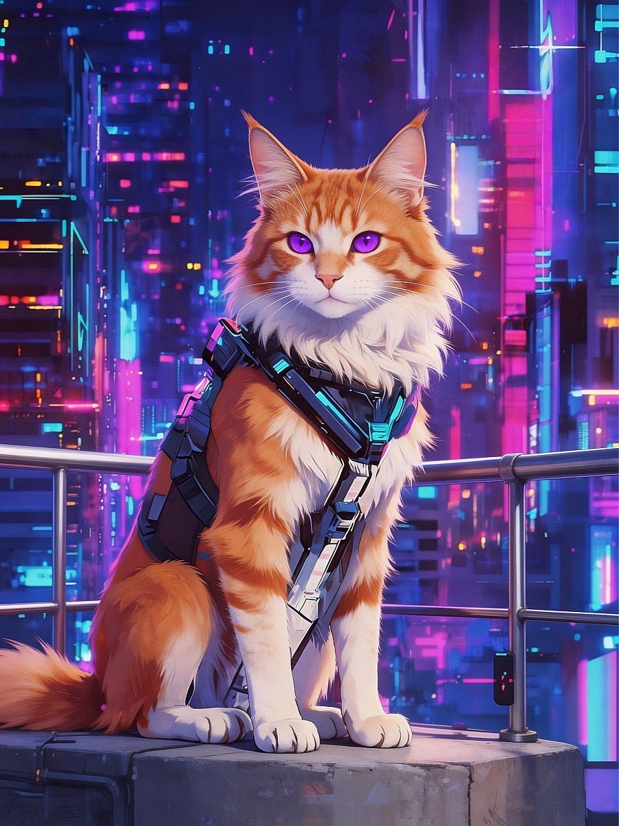 custom pet portrait futuristic cyberpunk design