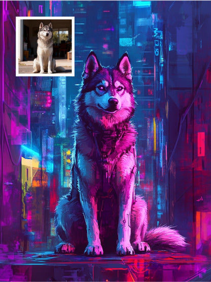 Cyberpunk Dreams - Custom Pet Portrait - PetLouvre