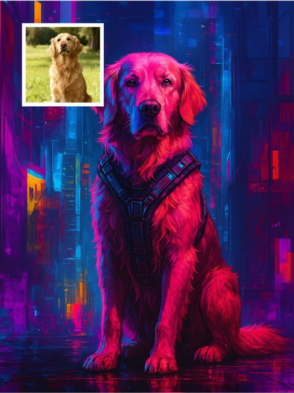 Cyberpunk Dreams - Custom Pet Portrait - PetLouvre