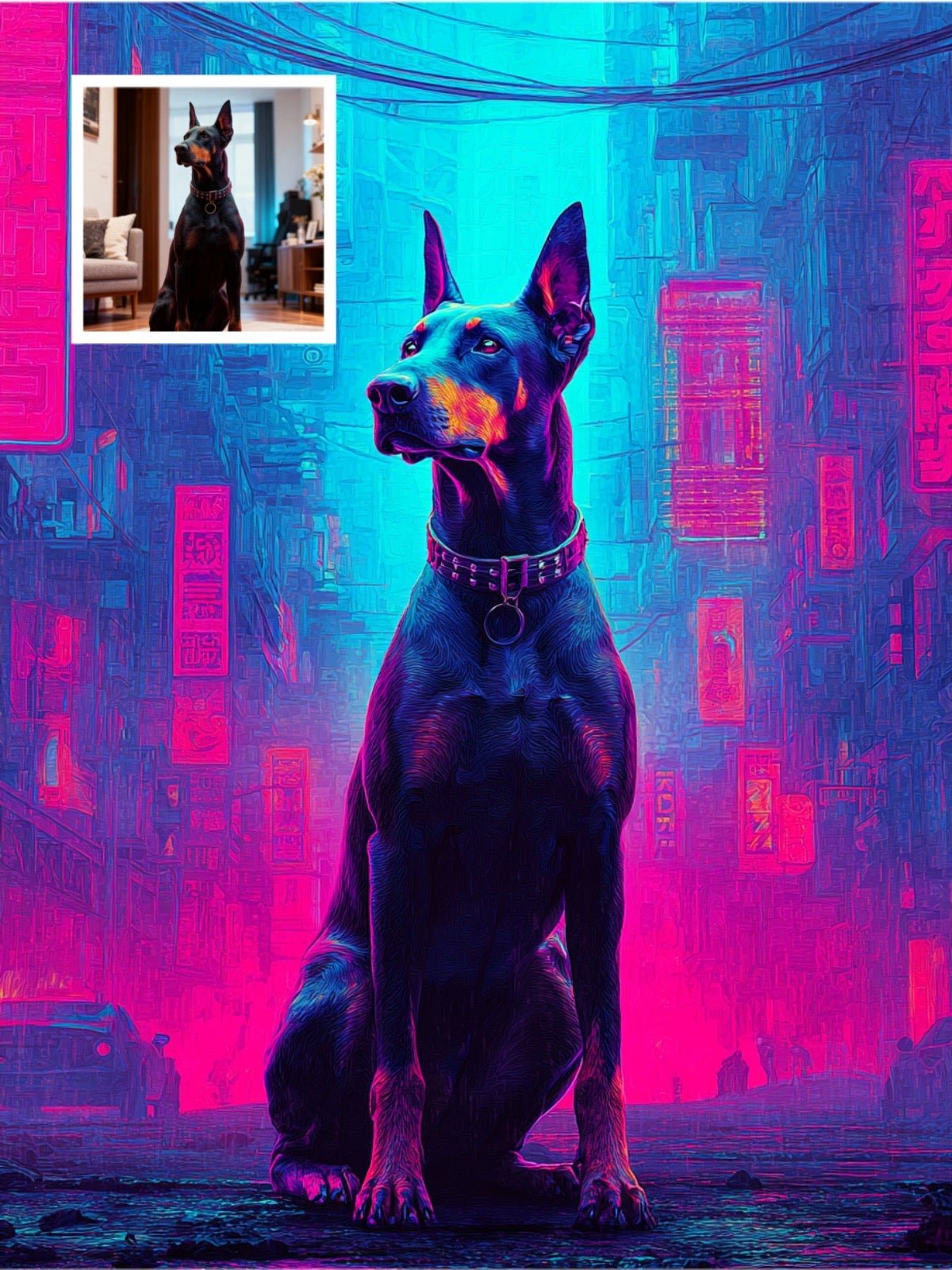 Cyberpunk Dreams - Custom Pet Portrait - PetLouvre