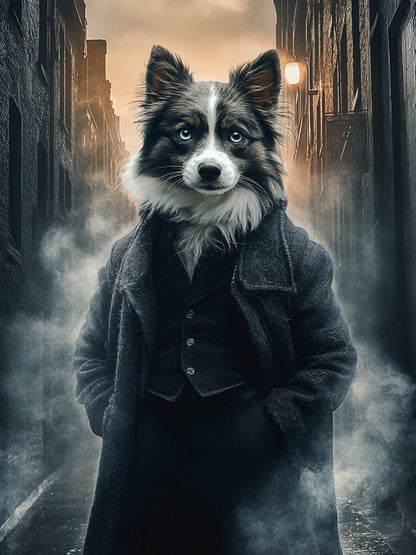 custom pet portrait mystery detective theme