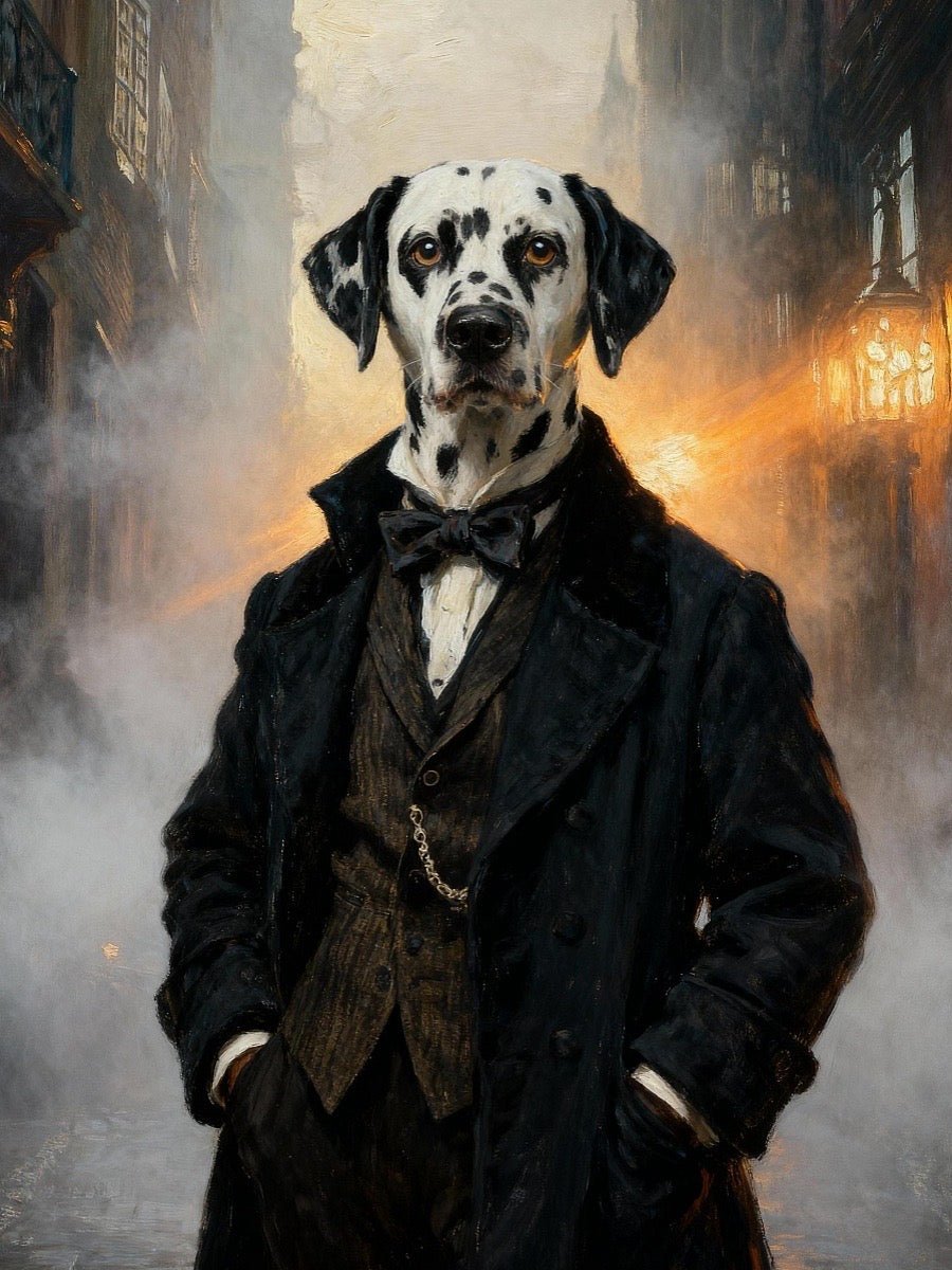 classic custom pet portrait detective theme