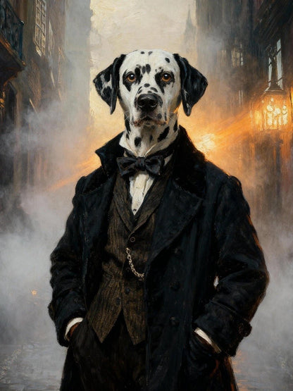 classic custom pet portrait detective theme