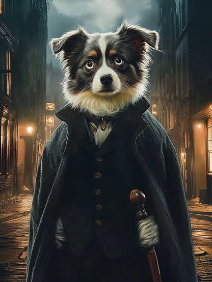 custom pet portrait vintage detective style