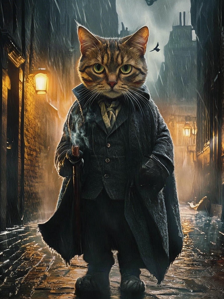 detective custom cat portrait artwork