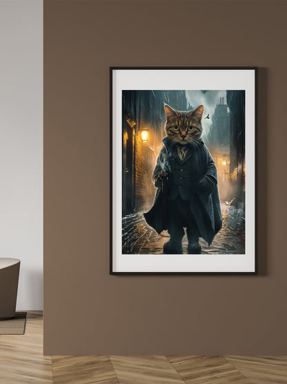 custom pet portrait noir detective style