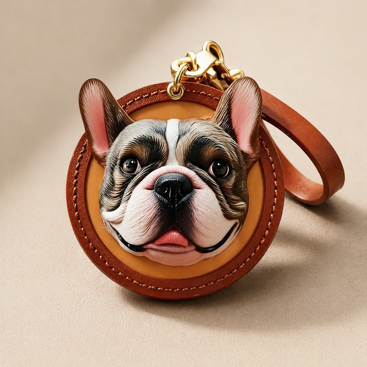 engraved leather pet face tag as custom pet gift