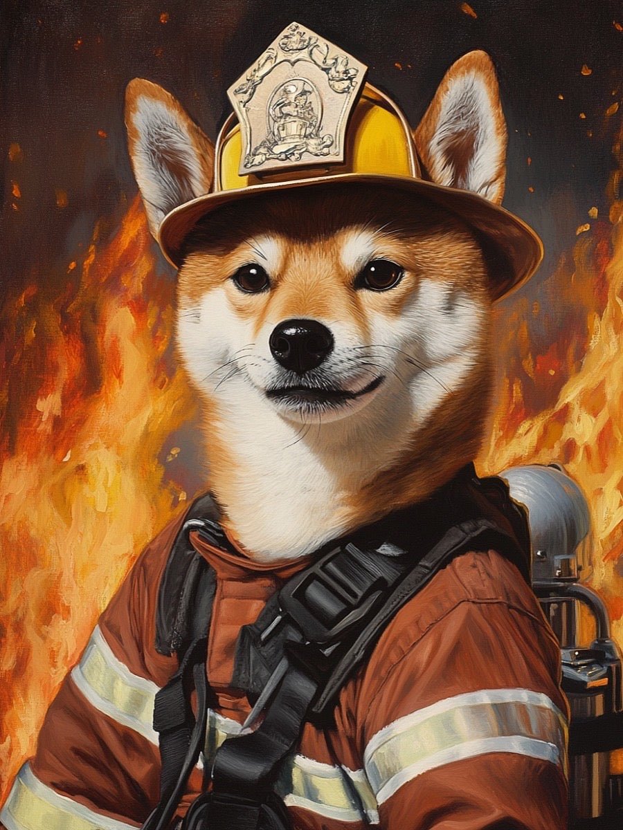 firefighter custom pet portrait artwork