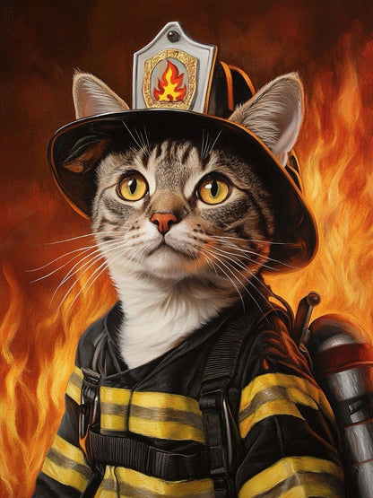 custom pet portrait rescue firefighter theme