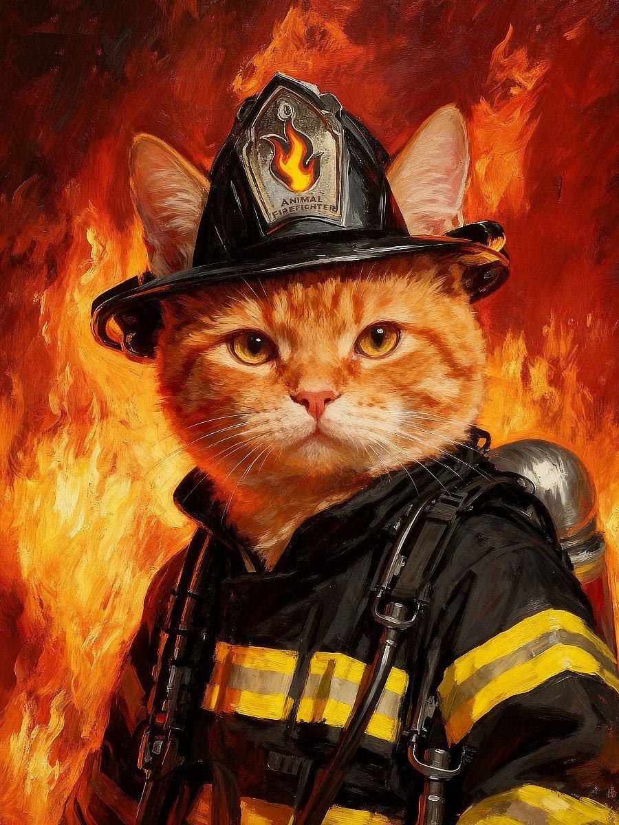 custom cat portrait emergency hero theme