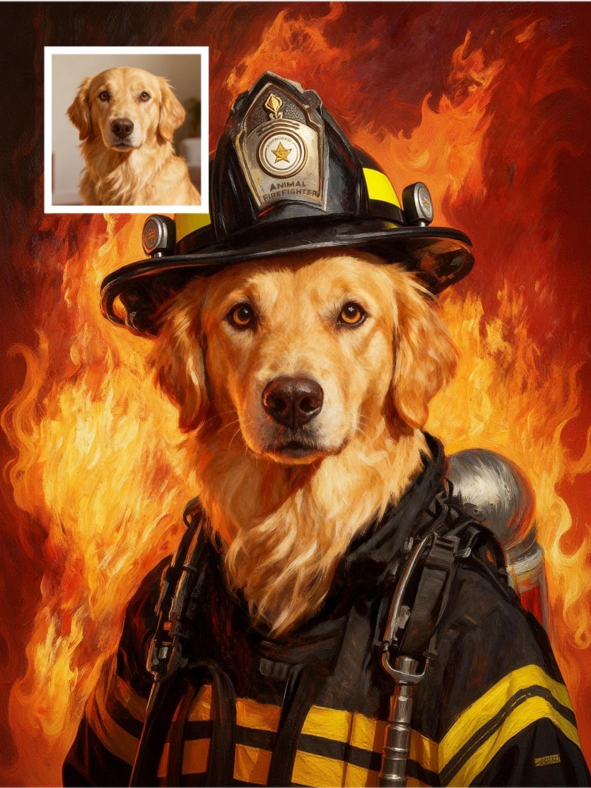Firefighter - Custom Pet Portrait - PetLouvre