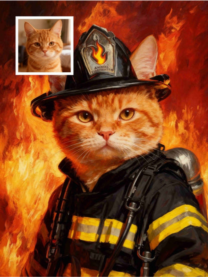 Firefighter - Custom Pet Portrait - PetLouvre
