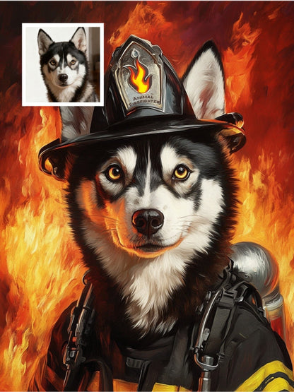 Firefighter - Custom Pet Portrait - PetLouvre