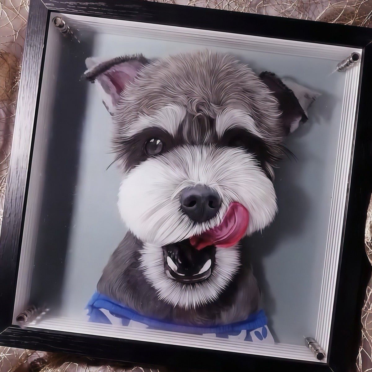 layered glass pet portrait custom photo art