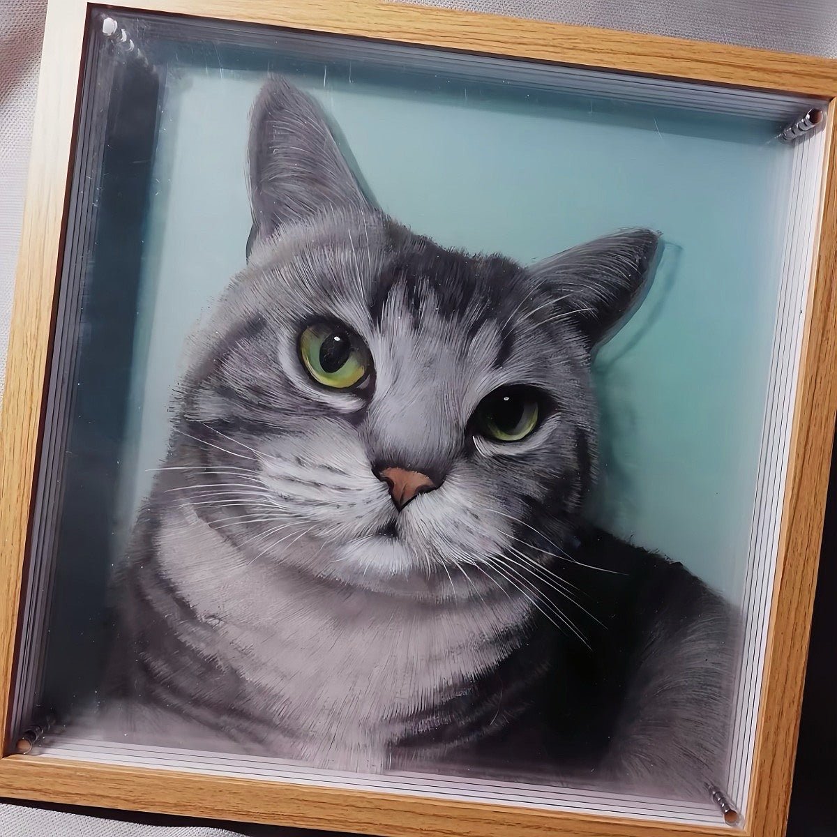 custom pet portrait layered glass frame