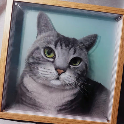 custom pet portrait layered glass frame
