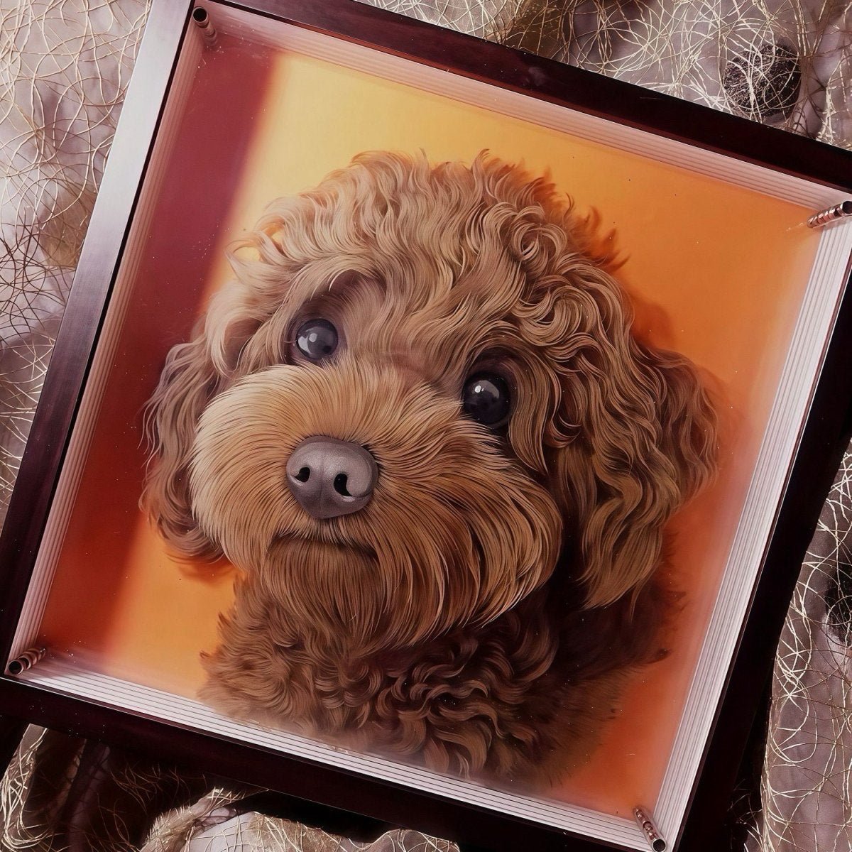 glass layered pet portrait home decor