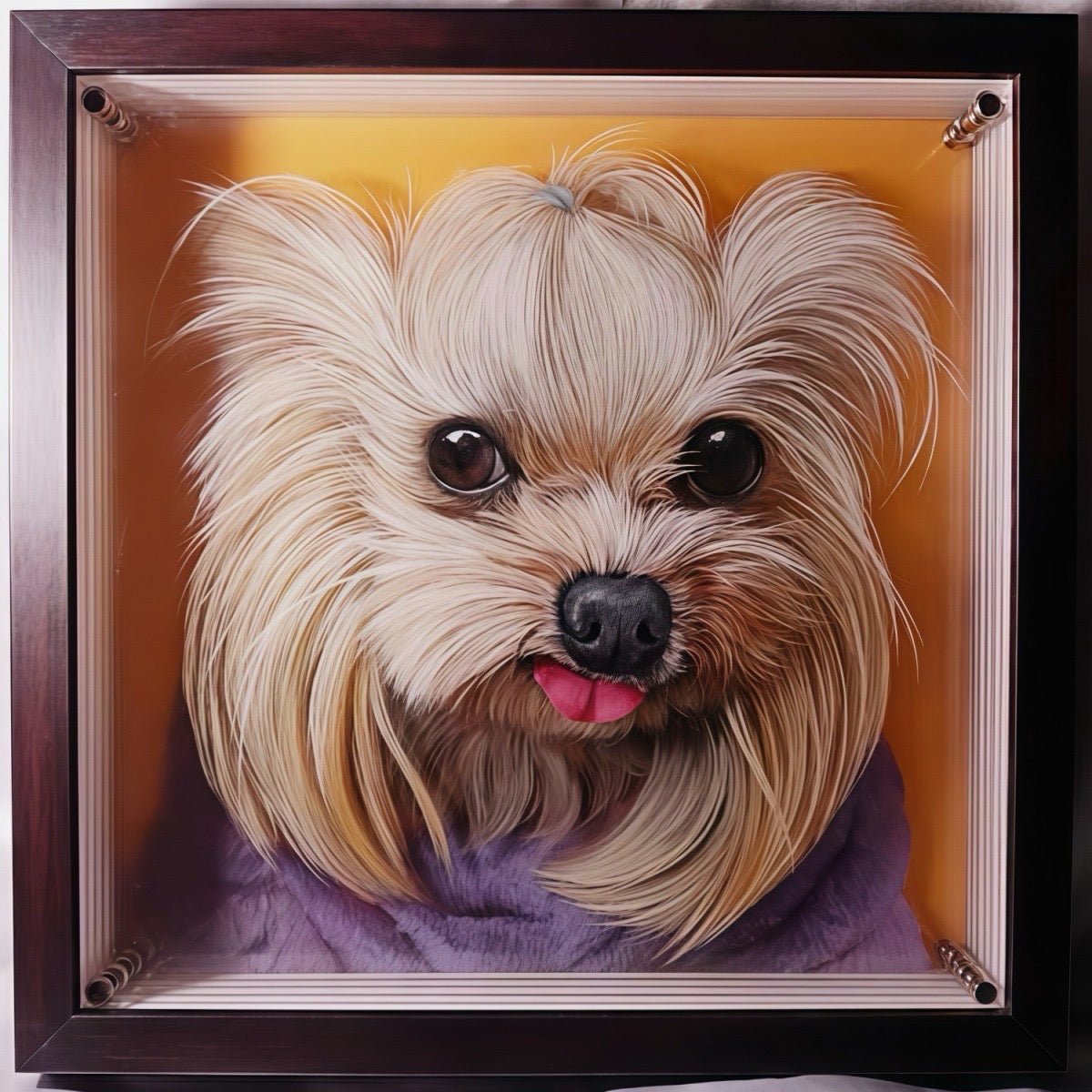 layered glass dog portrait custom artwork