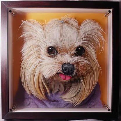 layered glass dog portrait custom artwork