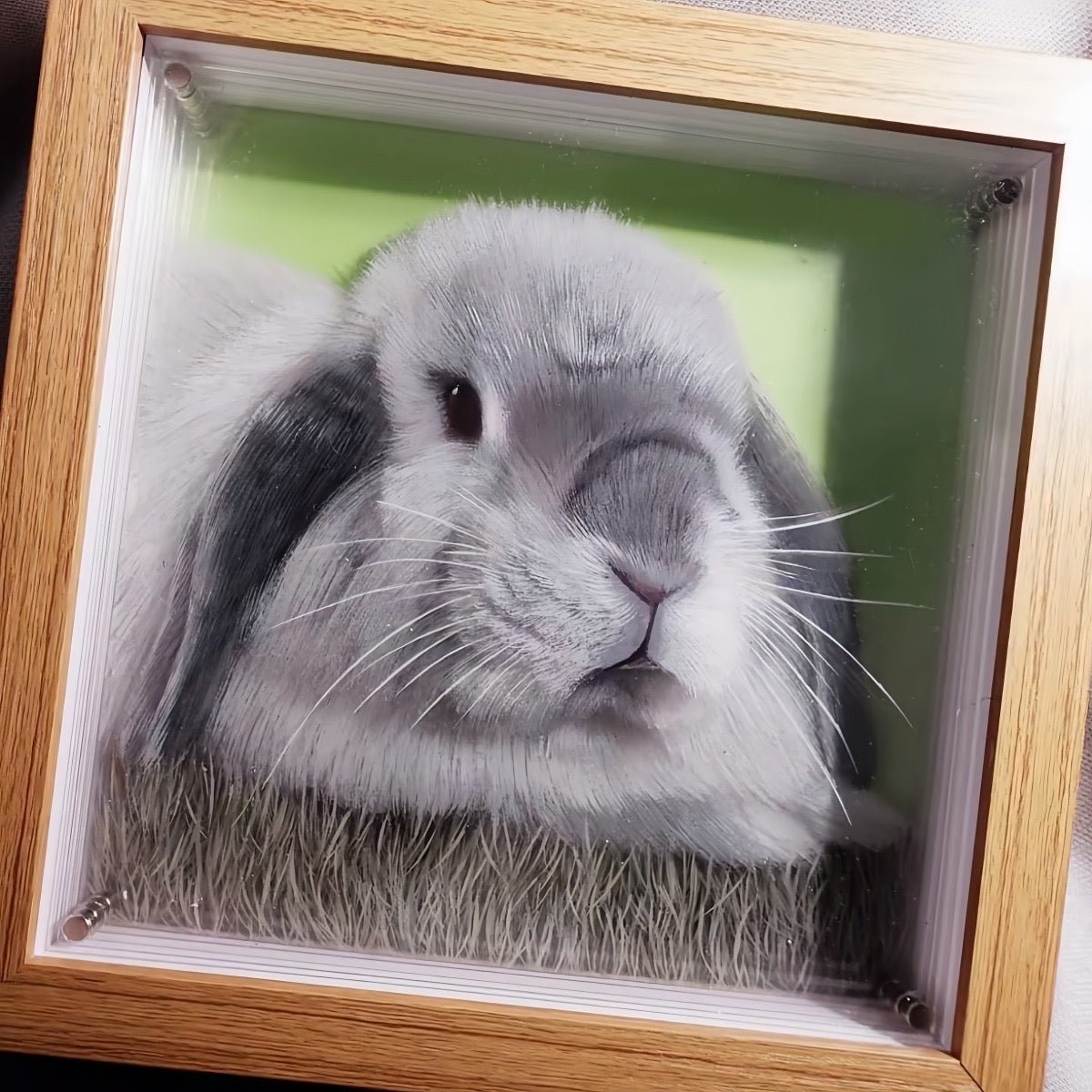 layered glass rabbit portrait custom artwork