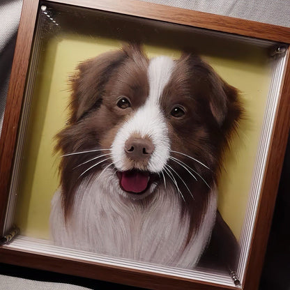 layered glass dog photo frame artwork