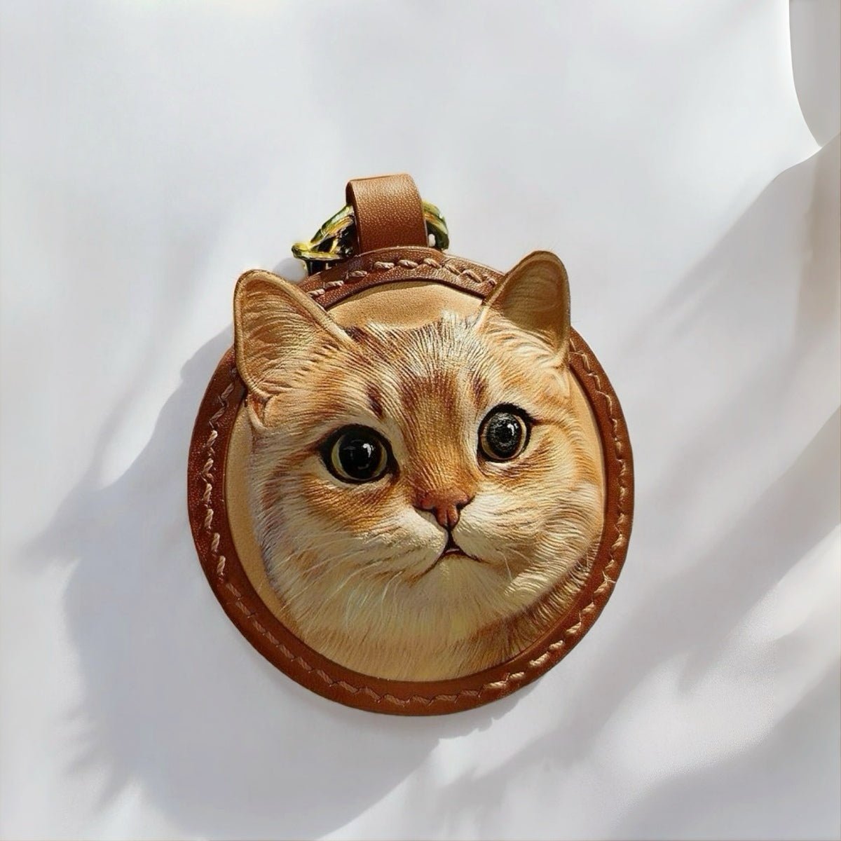 custom cat leather keychain tag