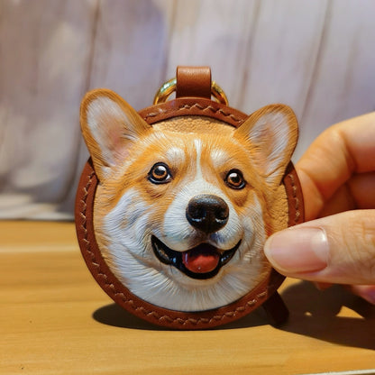 personalized leather pet keychain gift