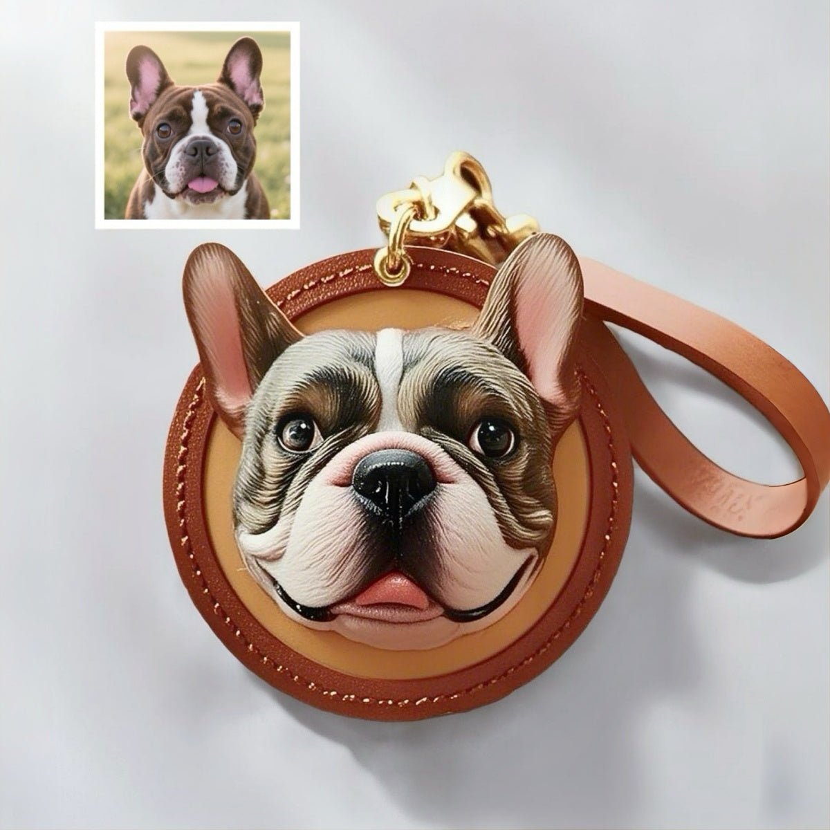 handmade leather pet keychain gift