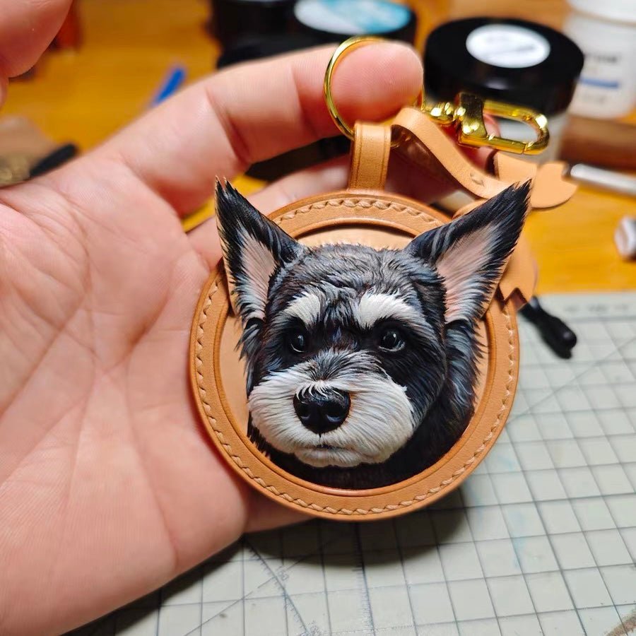 leather pet keychain custom engraving