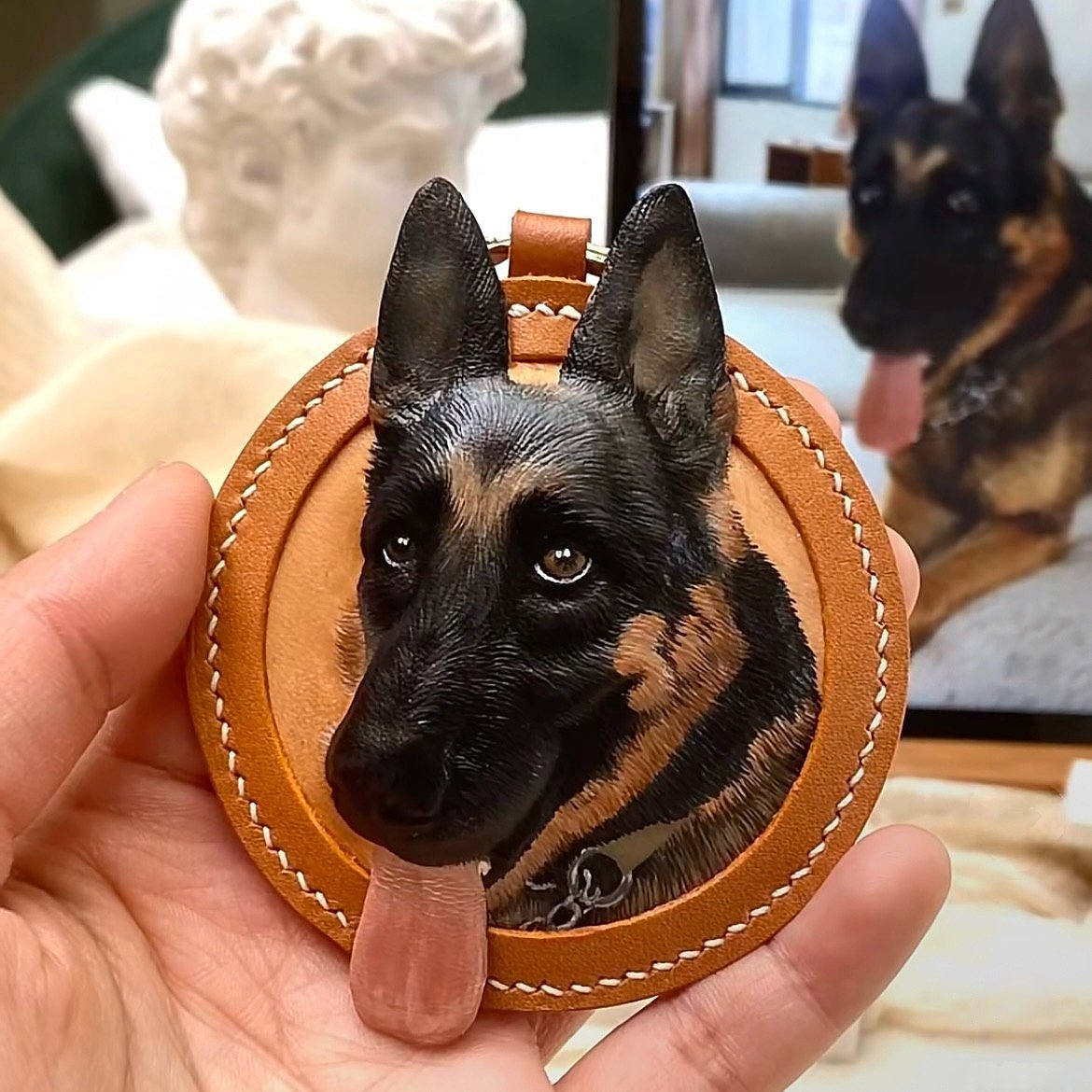 Carved Leather Tag for dog