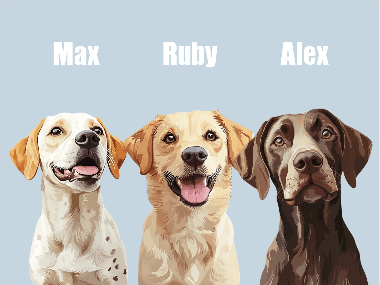 minimalist group pet portrait custom artwork
